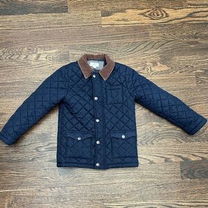 Crown & Ivy Kids Navy Quilted Puffer with Brown Collar
